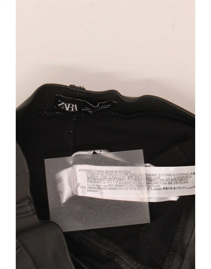 Zara Legging en simili cuir pour femme Petit W26 L30 Noir Polyester
