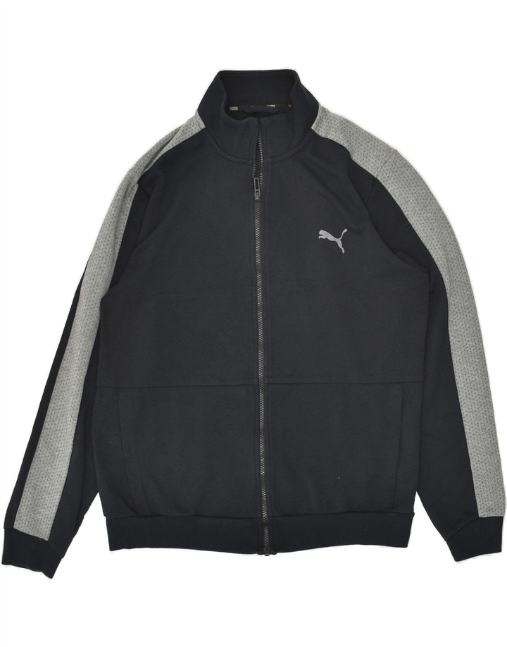 PUMA Veste de survêtement graphique pour hommes, grande taille, en coton color block noir