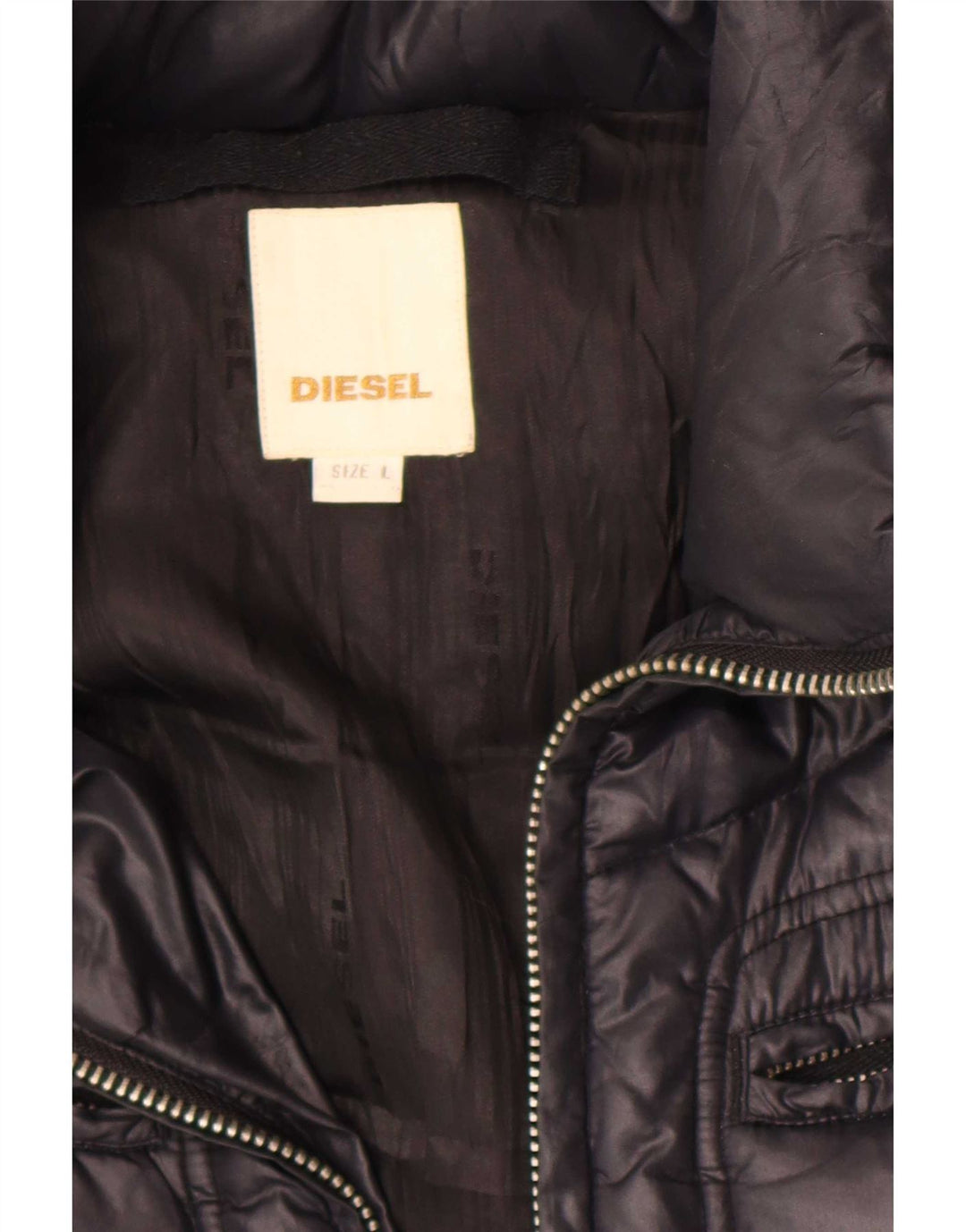 Diesel Veste matelassée à capuche pour femme UK 16 Large Noir