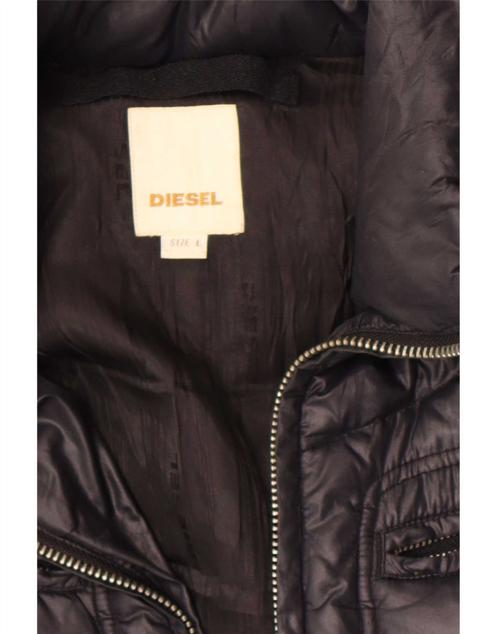 Diesel Veste matelassée à capuche pour femme UK 16 Large Noir