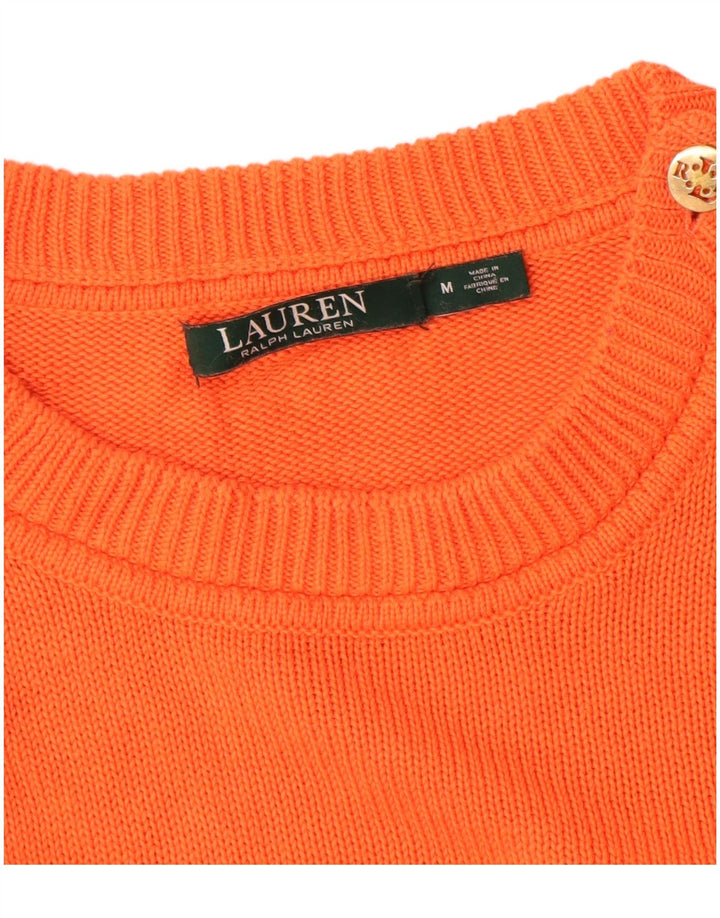 Ralph Lauren Pull à col rond pour femme UK 14 Coton orange moyen