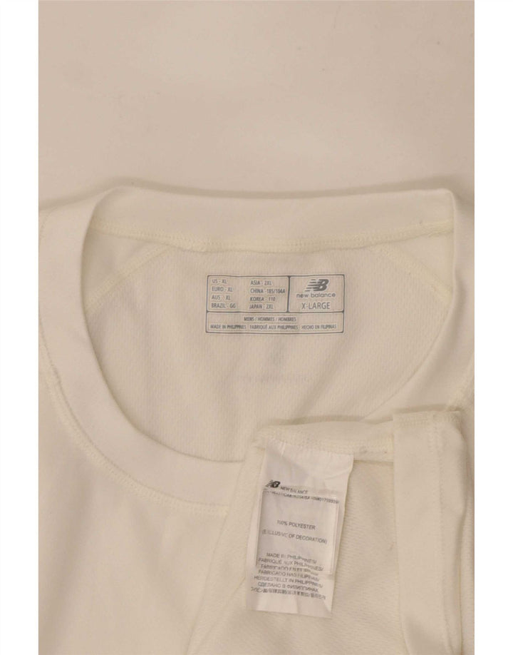 New Balance T-Shirt Homme Top XL Blanc Colorblock Polyester