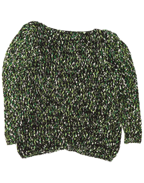 vintage Femme Cardigan Pull UK 18 XL Vert Moucheté