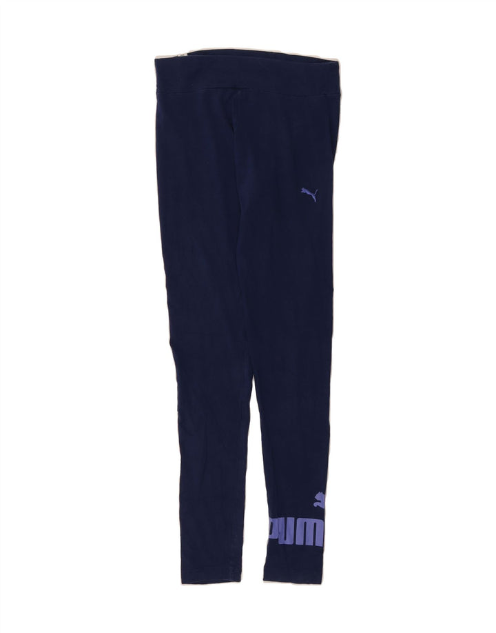 PUMA Womens Graphic Leggings UK 12 Medium  Navy Blue Vintage Puma and Second-Hand Puma from Messina Hembry 