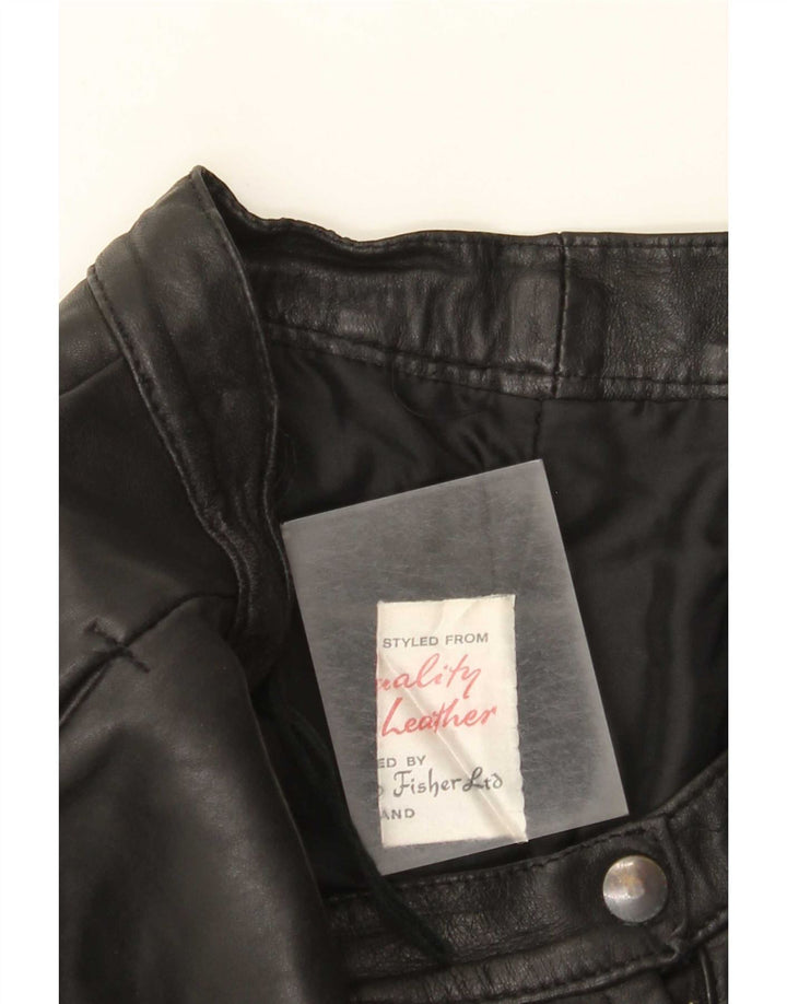 jupe en cuir femme vintage W28 Noir moyen
