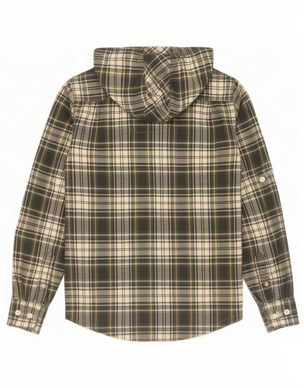 Superdry Chemise à Capuche Lumberjack Flannel Homme Vert Moyen à Carreaux en Coton