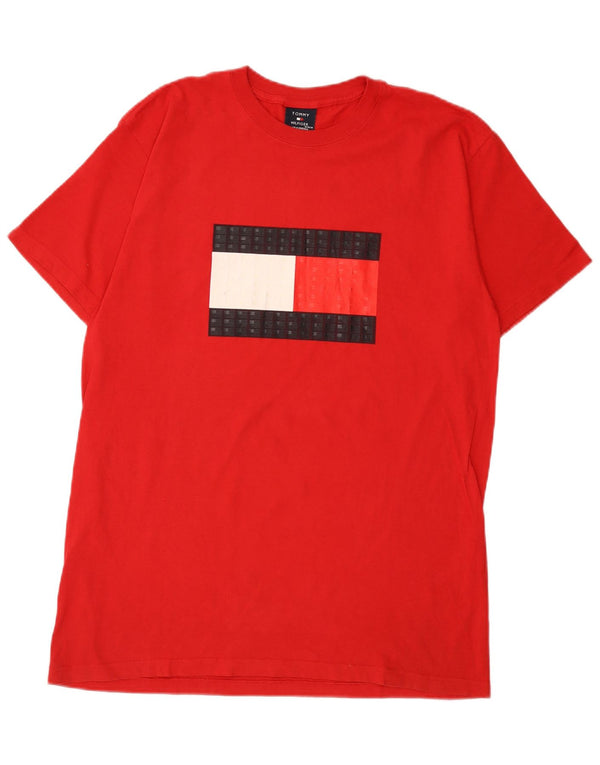 Tommy Hilfiger T-Shirt Graphique Homme Rouge Moyen Coton
