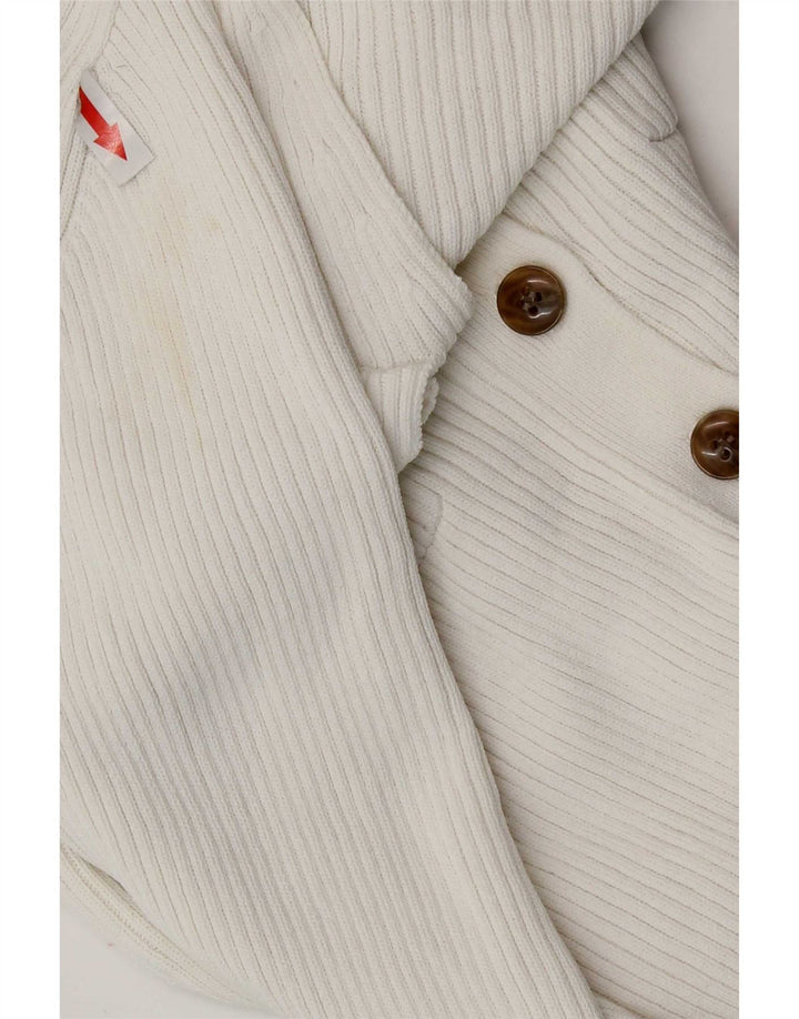 Zara Womens Crop Cardigan Pull UK 12 Moyen Blanc Viscose
