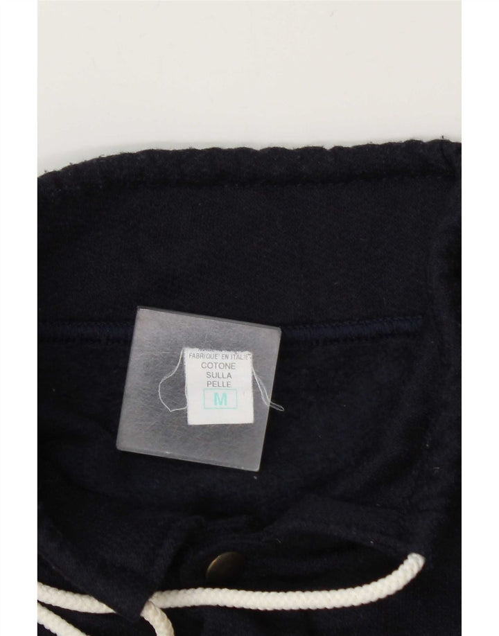 vintage Femme Sweatshirt Jumper UK 14 Moyen Bleu Marine Coton