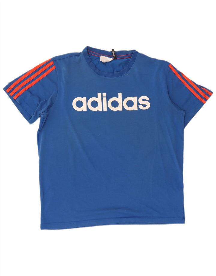 Adidas Homme Climalite Graphic T-Shirt Top Bleu Moyen Coton