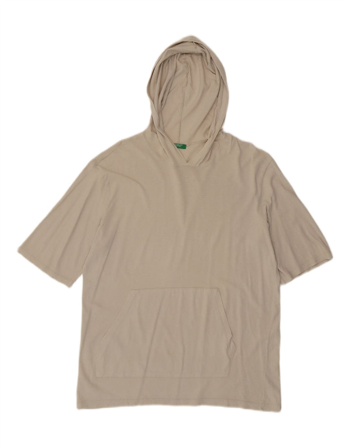 Benetton T-Shirt À Capuche Haut Moyen Blanc Cassé Coton Homme