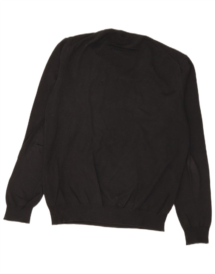Benetton Pull Col V Homme Petit Noir Coton
