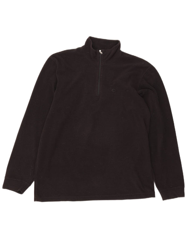 Champion Pull polaire à col zippé pour homme Large Noir Polyester