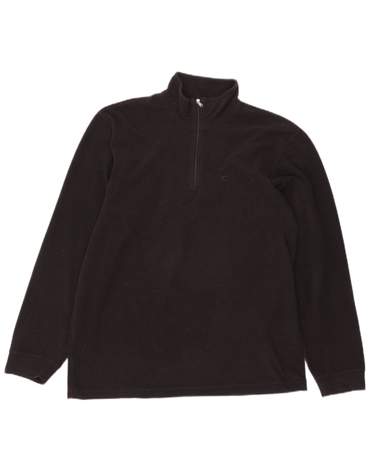 Champion Pull polaire à col zippé pour homme Large Noir Polyester