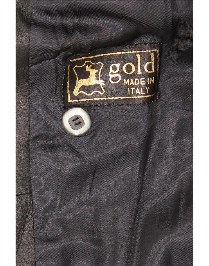 veste en cuir femme vintage UK 16 Grand cuir noir