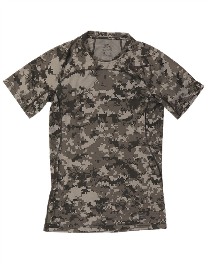 Nike Hommes Ajusté Graphique T-Shirt Haut Petit Gris Géométrique Polyester