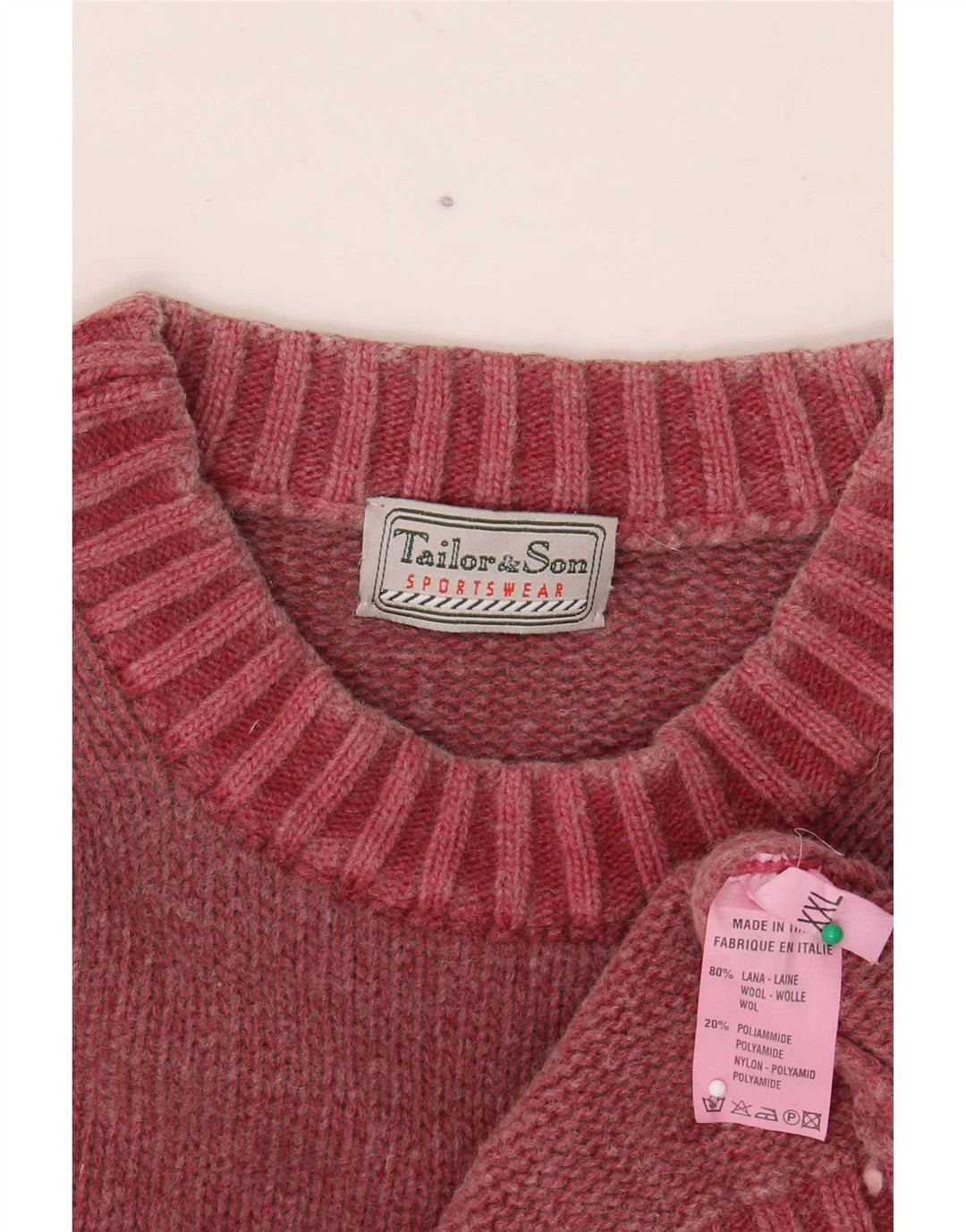 Tailor & Son Pull à col rond pour homme en laine rouge 2XL