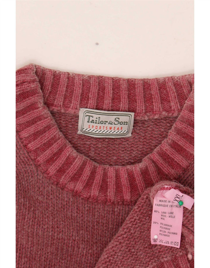 Tailor & Son Pull à col rond pour homme en laine rouge 2XL