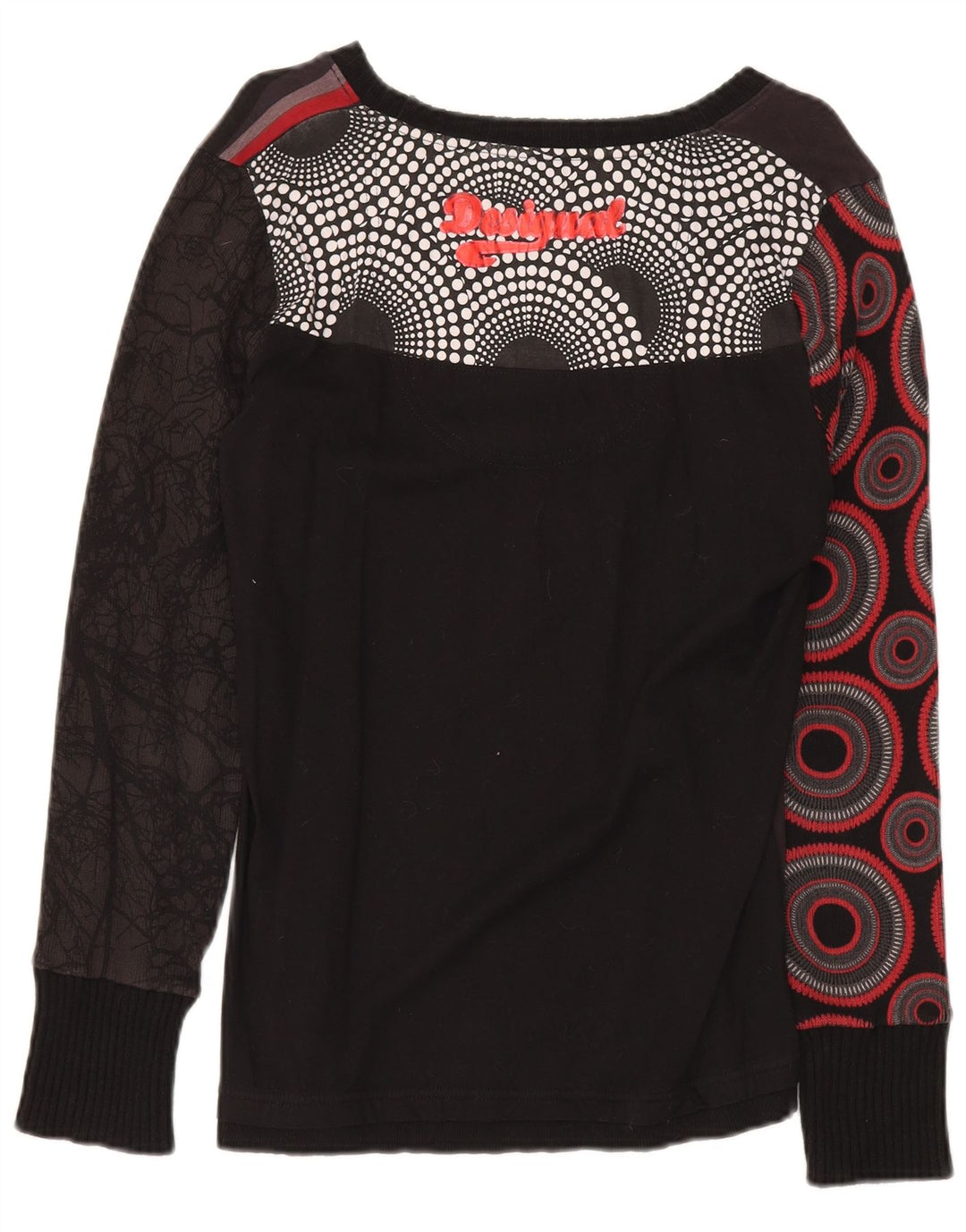 Desigual Haut graphique à manches longues pour femme UK 20 2XL Noir Géométrique