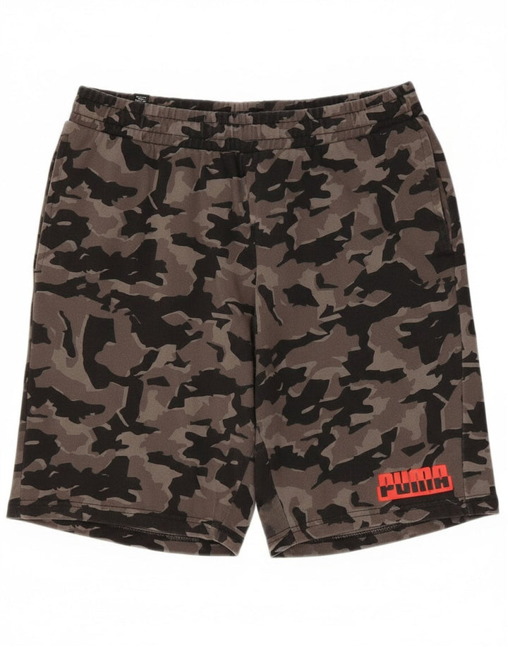 Puma Short de Sport Homme Gris Camouflage Coton Large