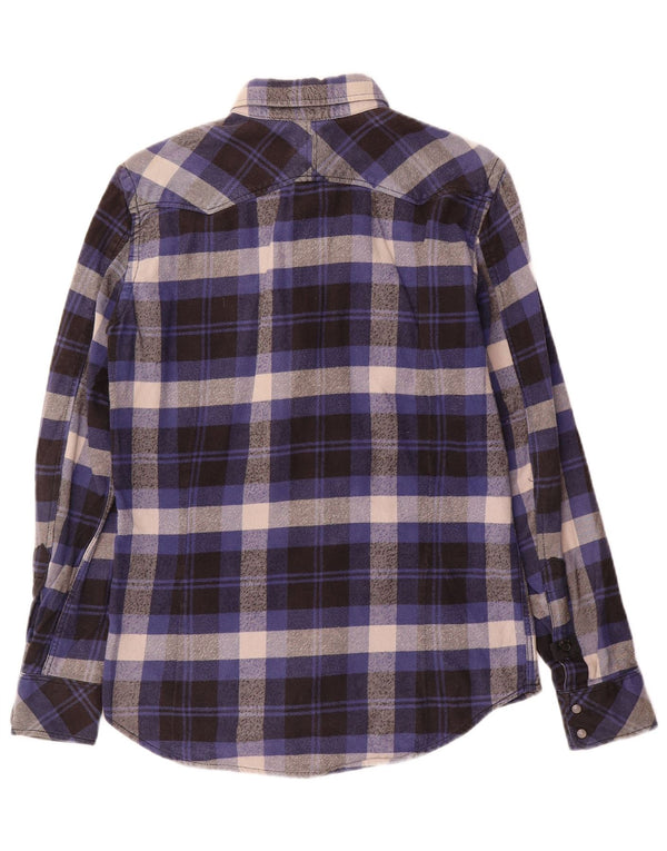 Diesel Chemise en flanelle pour homme en coton à petits carreaux bleu marine