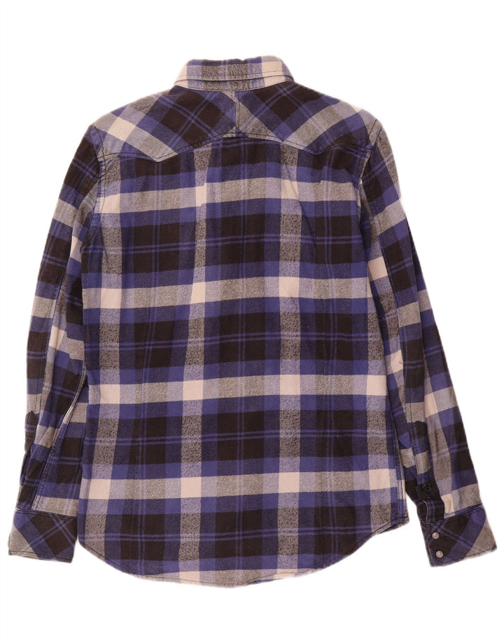 Diesel Chemise en flanelle pour homme en coton à petits carreaux bleu marine