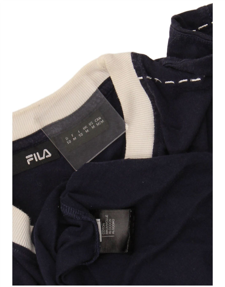 FILA T-Shirt Graphique Homme Bleu Marine Moyen Coton