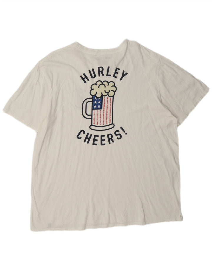 Hurley T-Shirt graphique homme haut 2XL coton blanc