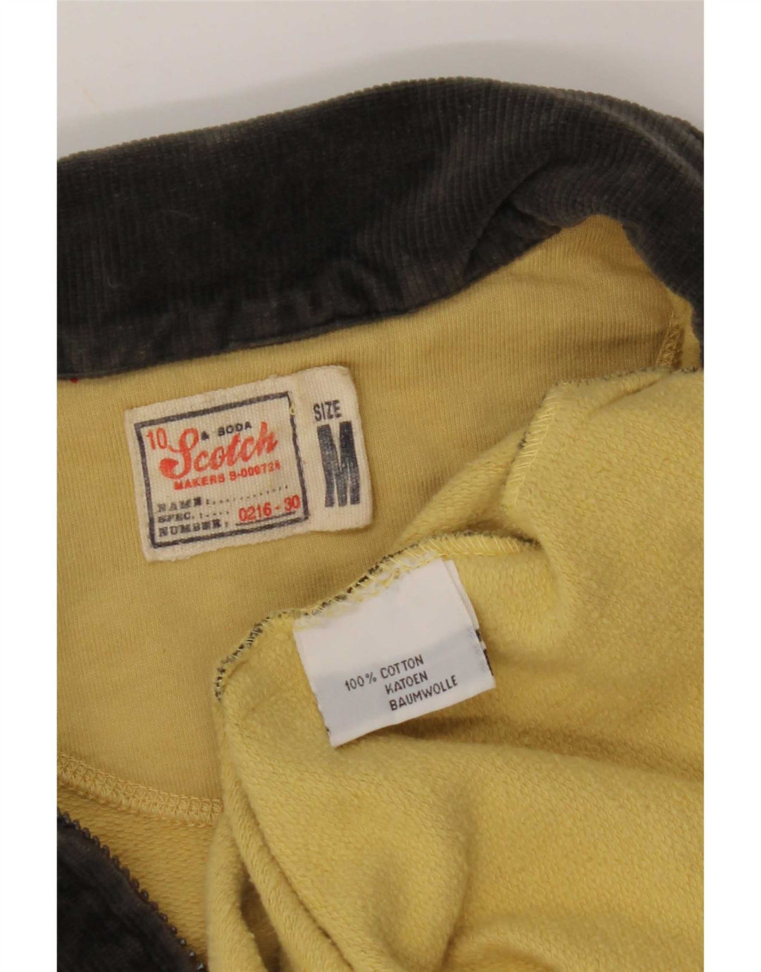 Scotch & Soda Sweat-Shirt à Col Polo Homme Jaune Moyen à Carreaux en Coton