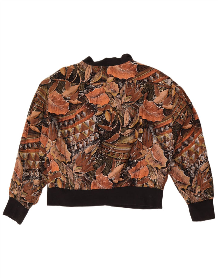vintage Femme Bomber Veste EU 40 Moyen Brun Floral