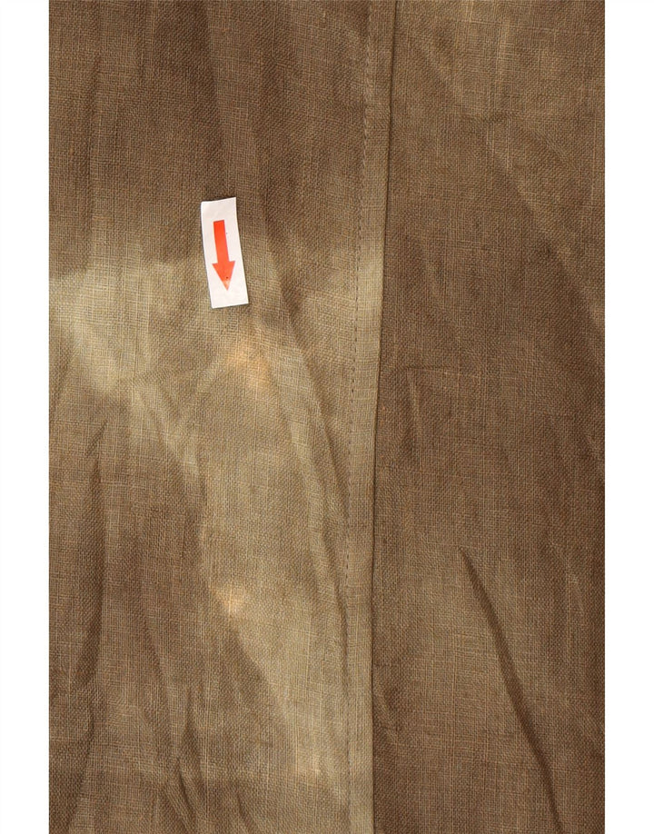 vintage Femme Chemise à manches courtes Blouse UK 12 Moyen Kaki Tie Dye Soie