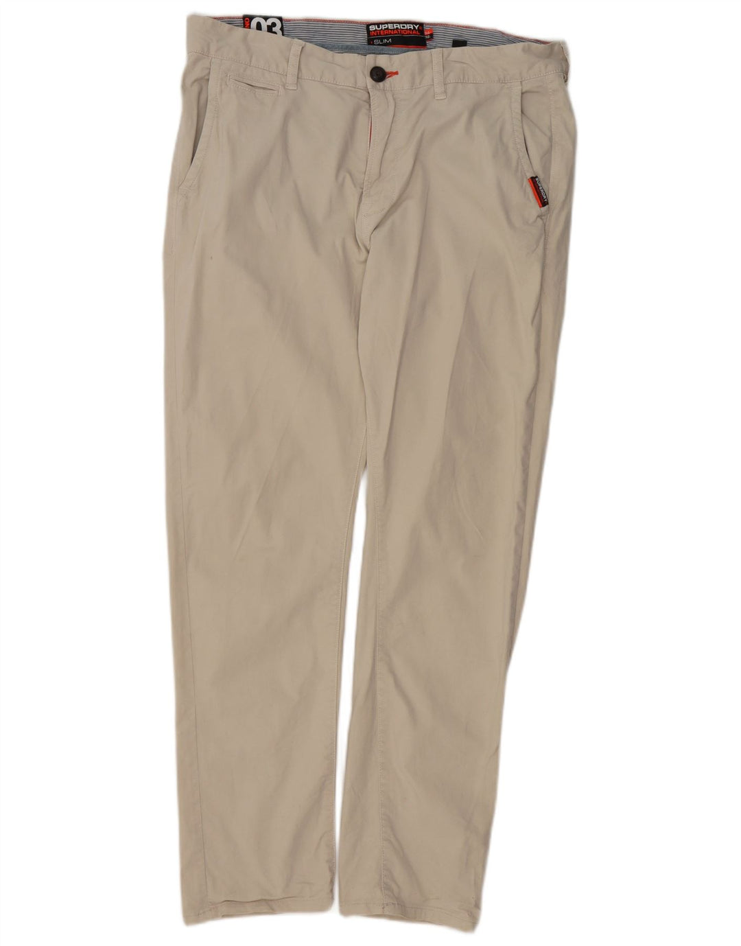 SUPERDRY Pantalon Chino Slim Homme W34 L28 Beige Coton