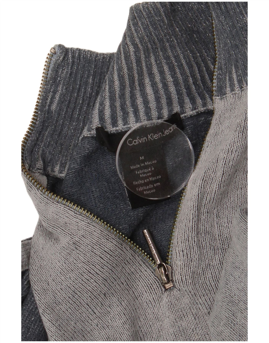 Calvin Klein Jeans Pull Zip Neck Homme Gris Moyen Colorblock