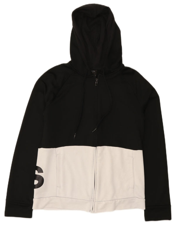 Adidas Pull à capuche graphique zippé pour femme UK 16/18 Large Noir Colourblock