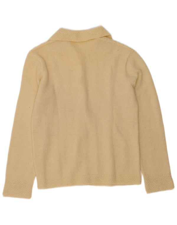 vintage Femme Cardigan Pull UK 12 Beige Moyen