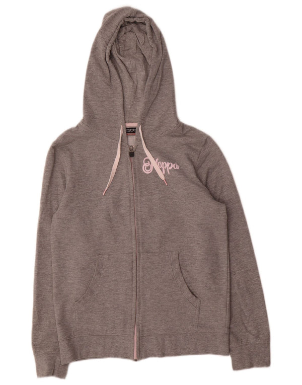 Kappa Pull à capuche zippé graphique pour femme UK 12 Gris moyen Coton