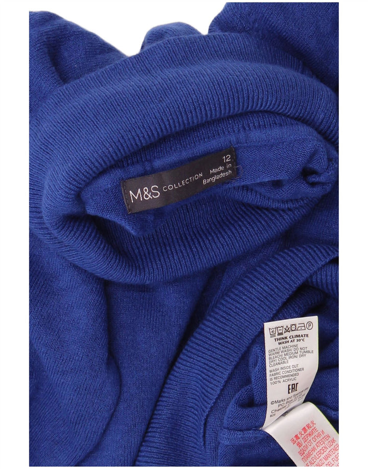 Marks & Spencer Pull col roulé pour femme UK 12 Bleu moyen Acrylique