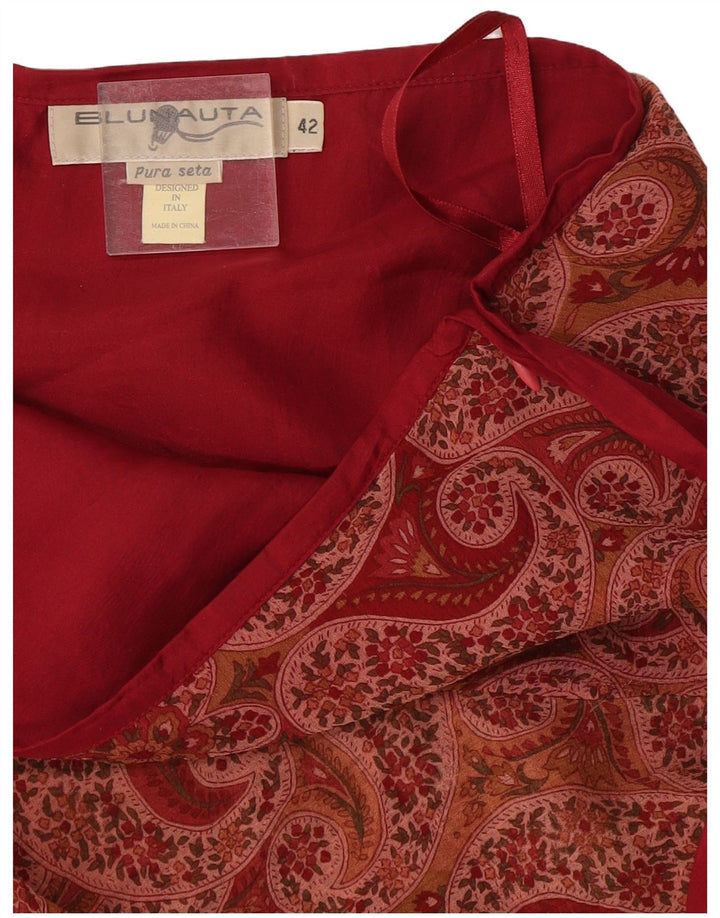 Blunauta Mini-jupe femme IT 42 Medium W30 Bourgogne Paisley Soie