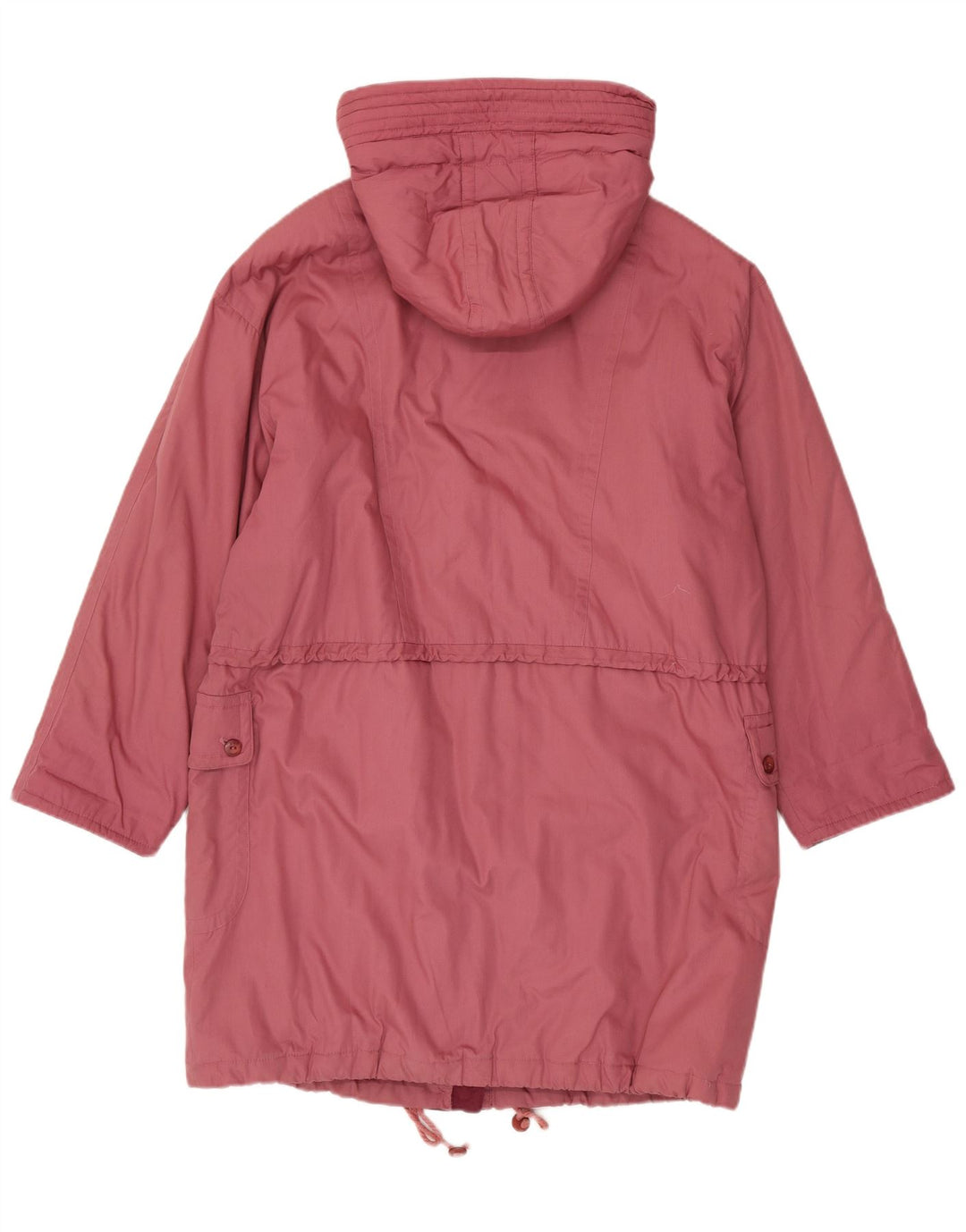 vintage Femmes À Capuchon Surdimensionné Manteau Rembourré UK 16 Grand Polyester Rose