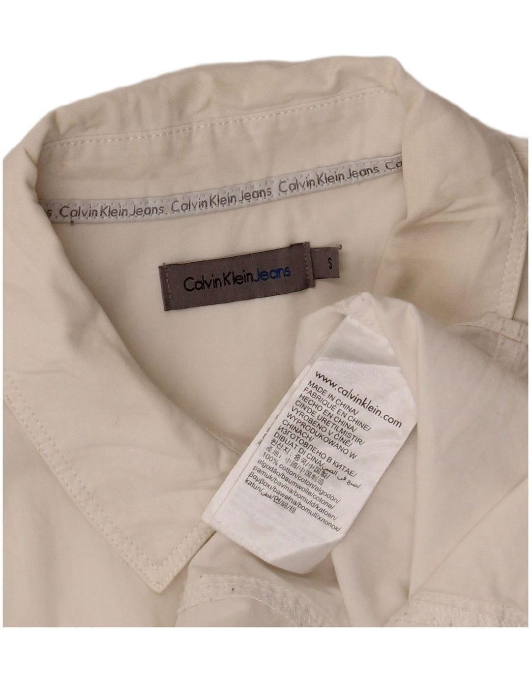 CALVIN KLEIN JEANS Chemise surdimensionnée pour femme UK 10 Petit coton blanc