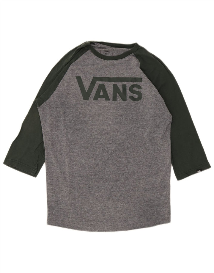 Vans Haut graphique à manches 3/4 pour homme, coupe personnalisée, petit, gris, coton color block