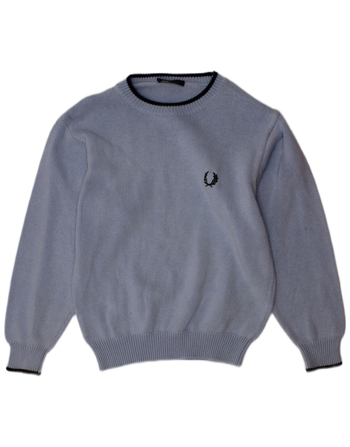 Fred Perry Pull à col rond pour garçon 5-6 ans Bleu Coton