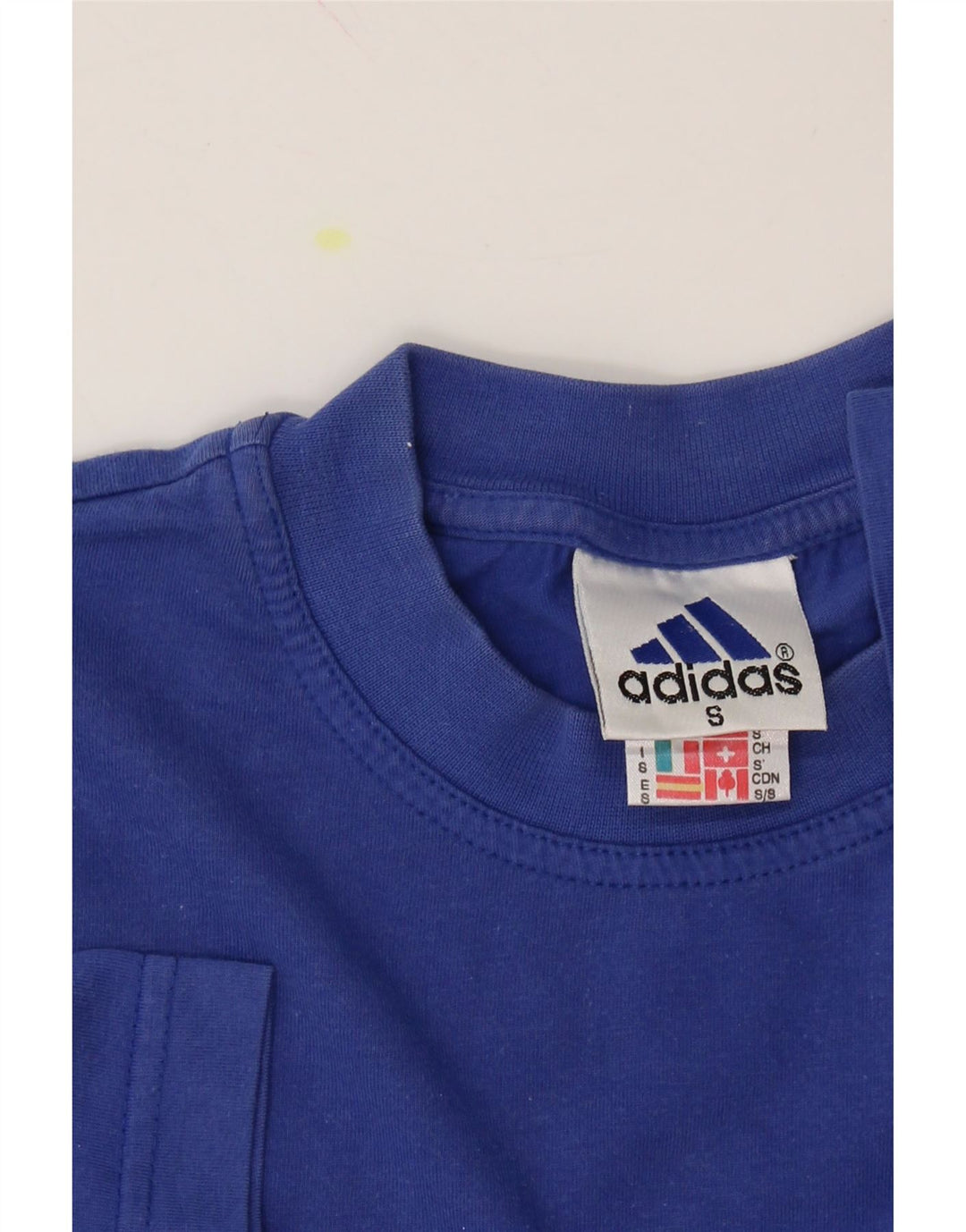 ADIDAS Mens Graphic T-Shirt Top Small Blue Cotton Vintage Adidas and Second-Hand Adidas from Messina Hembry 