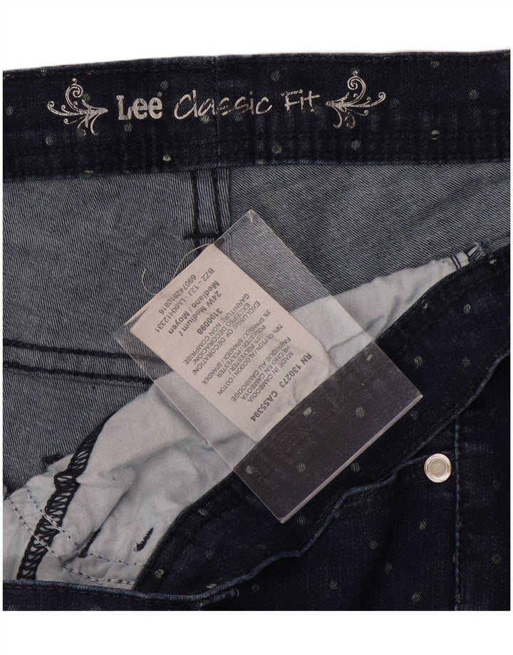 LEE Jean Capri coupe classique pour femme US 24 4XL W48 L20 Bleu à pois en coton