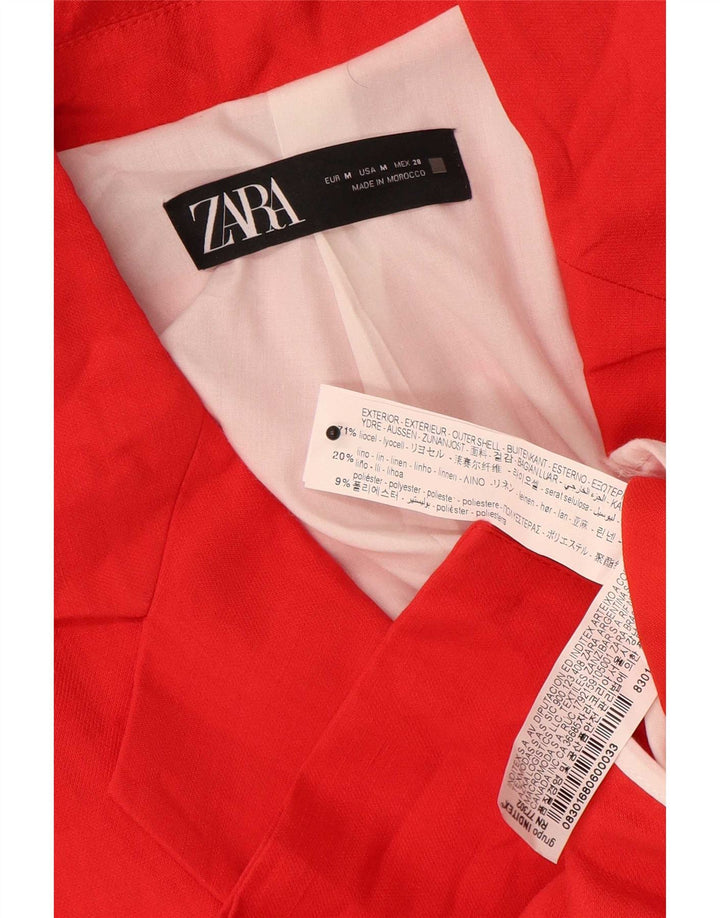 Zara Veste blazer double boutonnage pour femme UK 14 Lyocell rouge moyen