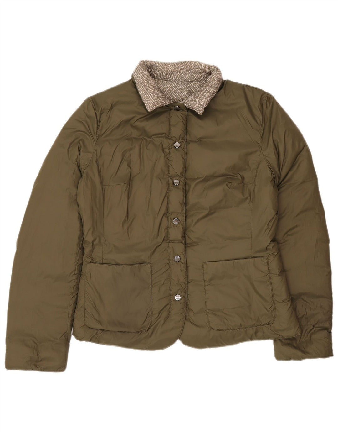 Benetton Veste matelassée réversible pour femme UK 16 Large Vert Polyamide