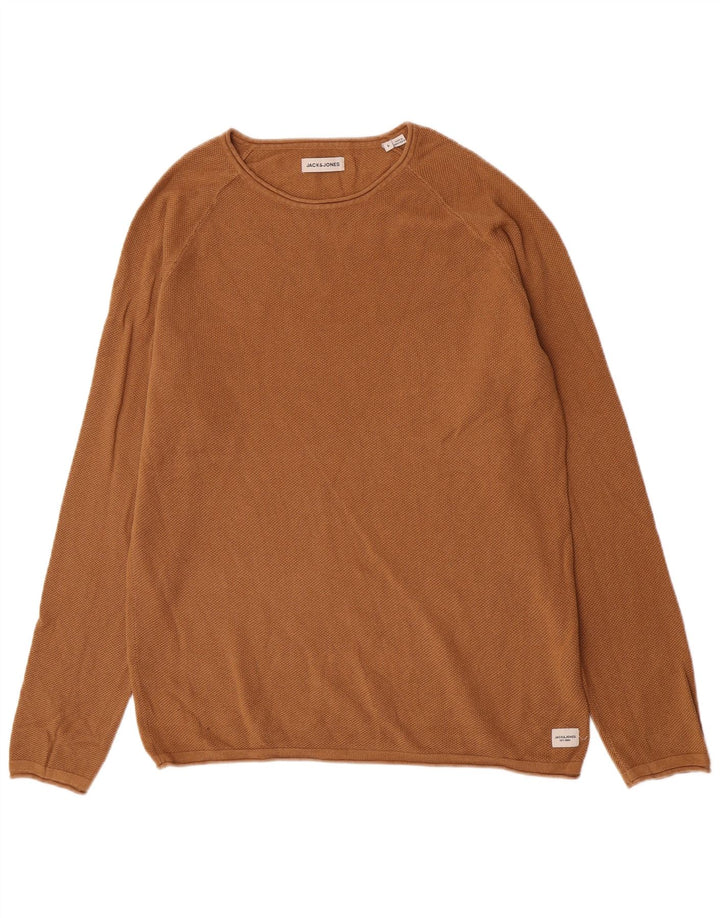 Jack & Jones Pull à col rond pour homme en coton marron Taille L
