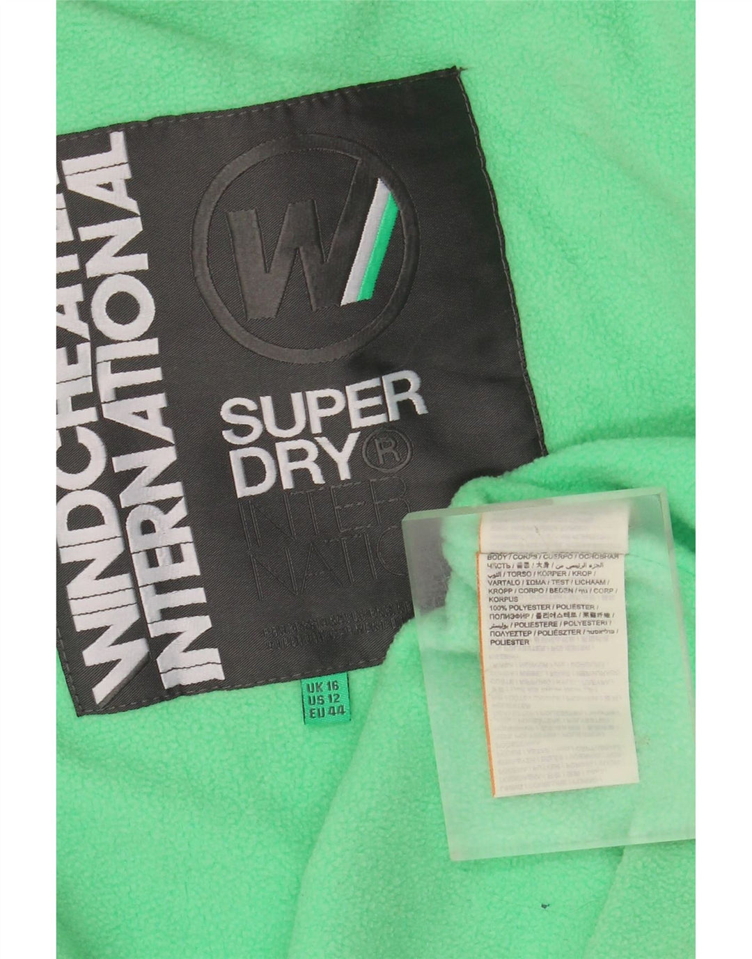 SUPERDRY Veste coupe-vent à capuche pour femme UK 16 Large Gris Polyester