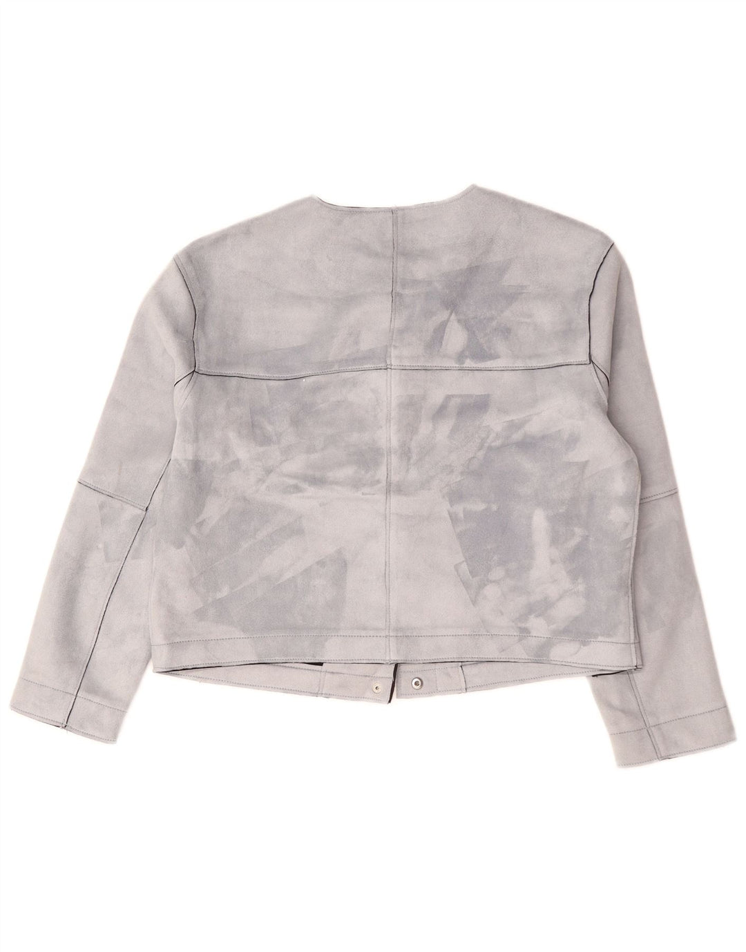 ZARA Femme Veste Bomber Courte Oversize UK 10 Petit Gris Polyester