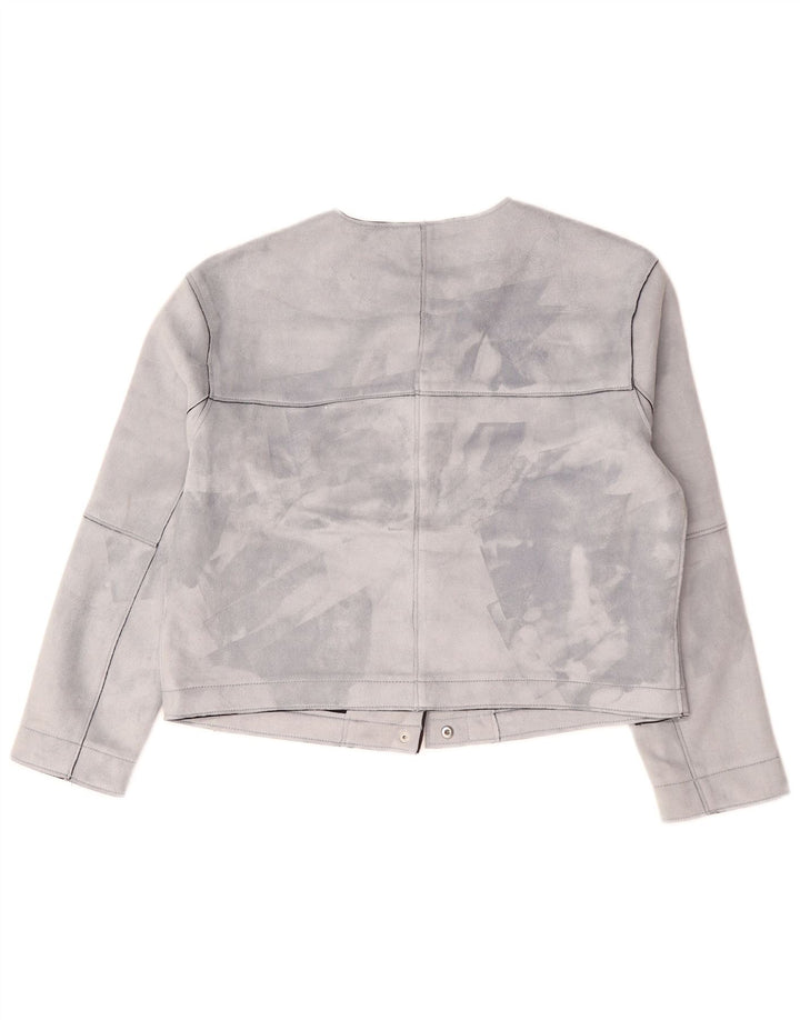 ZARA Femme Veste Bomber Courte Oversize UK 10 Petit Gris Polyester